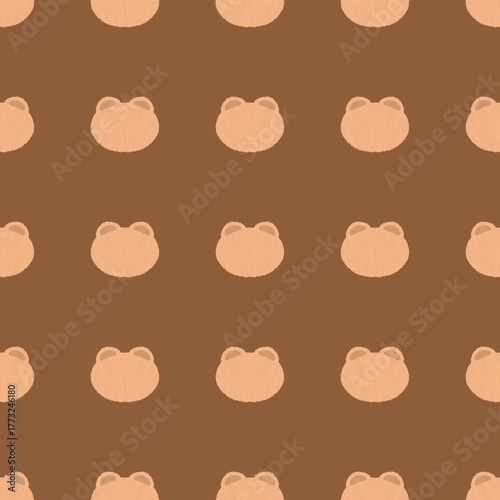 Seamless Digital Pattern Illustration of Fuzzy Bear Heads for Fabric, Wallpaper, and Cute Backgrounds