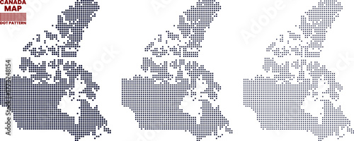 Canadian dotted pattern map. Canada dot pattern vector map.  Canada of north America continent vector map in round circle pattern art. Canada atlas design displaying north America dot shape view