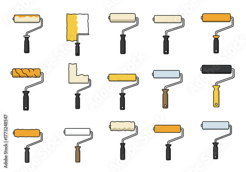 Painting Equipment Collection of Paint Rollers for Wall Application and Home Renovation