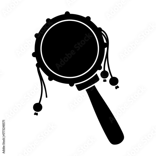 Dia de muertos icons vector a silhouette of a damaru drum with a round body, small beads, and a handle against a transparent background