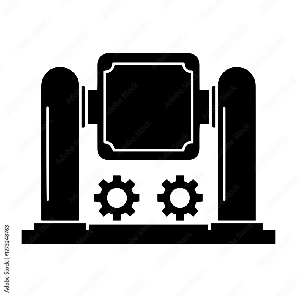 Obraz premium Dia de muertos icons vector illustration of a mechanical device with a square frame and two gears on a platform base