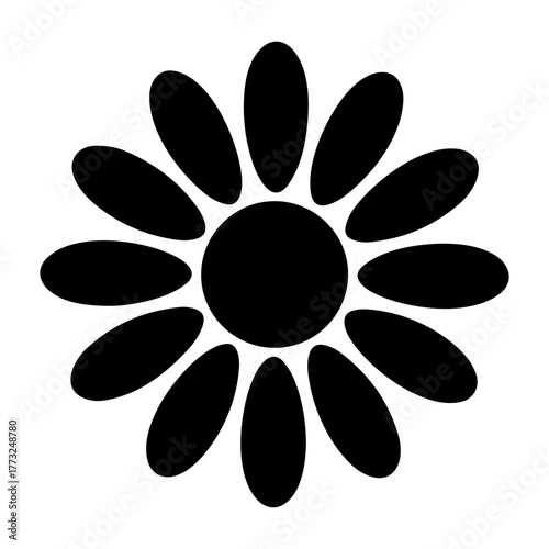 Dia de muertos icons vector illustration of a simple black flower with oval petals arranged around a central circle shape