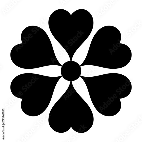 Dia de muertos icons vector illustration of a stylized flower with heart shaped petals arranged symmetrically around a center