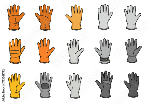 Variety of Gloves for Different Professions and Activities Vector Illustration
