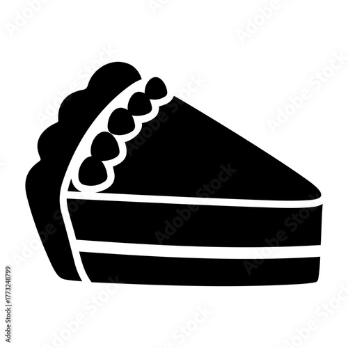 Dia de muertos icons vector illustration of a slice of pie with a decorative crust and visible layers in black and white