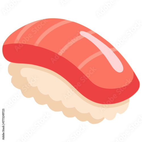 salmon sushi japanese traditional food flat color vector illustration template design