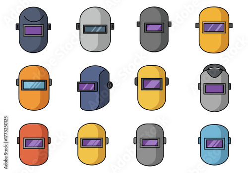 Welding Masks Vector Set Protective Gear for Metalworking