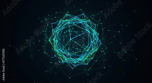 Abstract Glowing Geometric Network Sphere