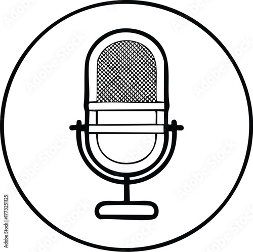 Vintage Microphone Icon A Classic symbol for audio recording, broadcasting, and voice-related activities