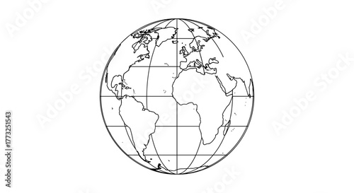 Illustration of a globe in black and white