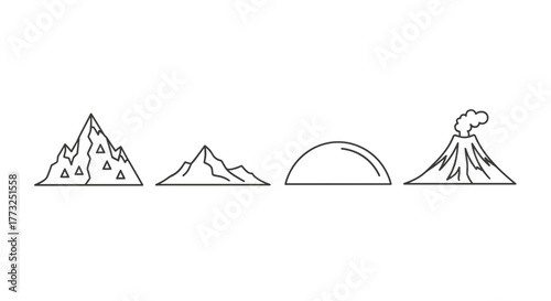 Illustration of mountains and volcano