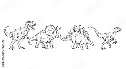 Illustration of various dinosaurs