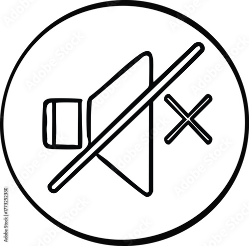 Muted Audio Icon A Simple Black and White Circular Design for Silence and No Sound