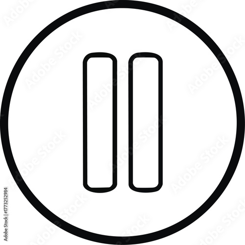 Sleek black outline pause icon in a circular frame, symbolizing temporary halt for media playback, user interface control, and digital content interruption