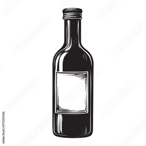 Vintage black and white whiskey bottle vector illustration isolated on white background 