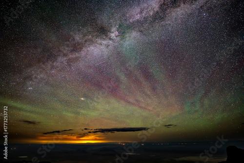 Long exposure shot of a night sky from the Steens Mountains summit, Oregon