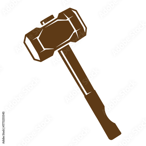 Vector illustration of a vintage art brown sledgehammer on a clean white background