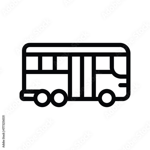 Bus line icon, outline illustration of public transportation vehicle for passenger travel and city commuting