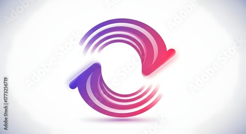 A stylized circular arrow symbol with gradient colors representing a cycle or refresh action.