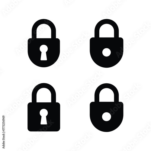 Four black padlock icons on a white background