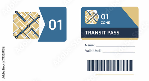 Minimalist Travel Card Design with Map and Zone for Transit Pass