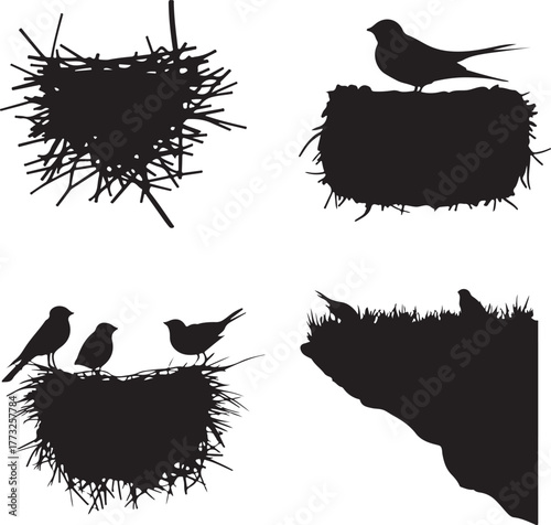 Bird Nest Silhouettes Collection for Wildlife Design