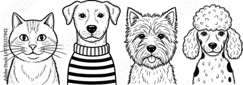 Adorable animal portraits with playful charm, perfect for pet lovers or illustrating children's books with a touch of whimsical fun and heartwarming artistry