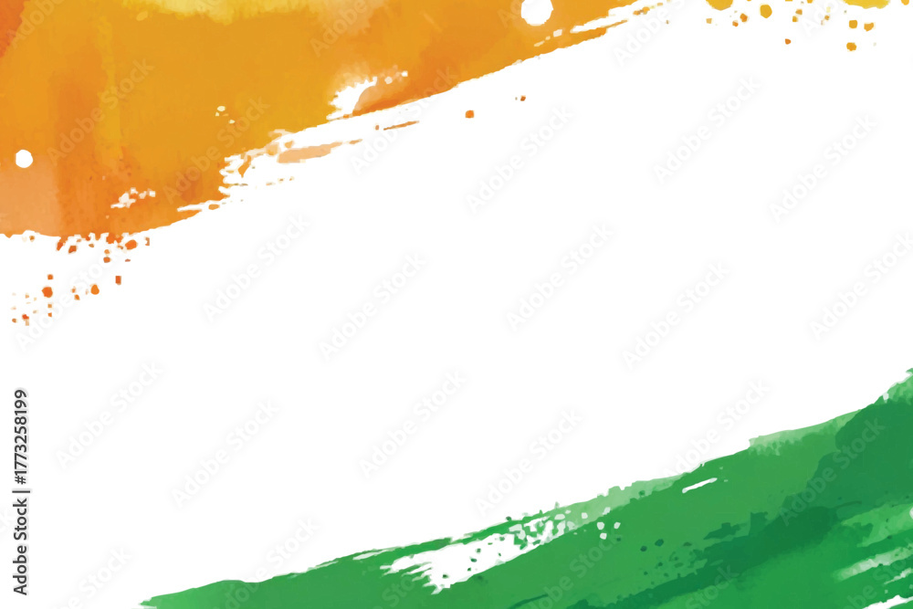 Obraz premium Indian republic day watercolor background: 26 january tricolour orange saffron and green or 15 august independence day transparent png vector image banner, national, freedom,