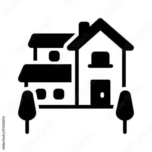 Vector solid black icon for Villa