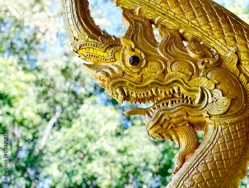 golden dragon statue in thailand