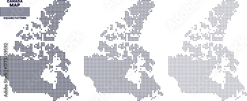 Canadian square shape dotted pattern map. Canada square dot pattern vector map.  Canada of north America continent vector map in square pattern art. Canada atlas design displaying square shape view