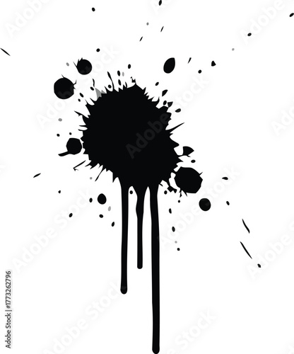 Unique black icon set featuring various splash designs and paint drops suitable for creative projects