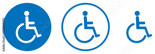 車イスのアイコン 青