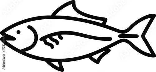 This is a black and white illustration featuring a variety of fish species,