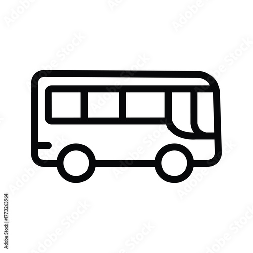 Bus line icon, outline illustration of public transportation vehicle for passenger travel and city commuting