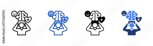 Mental Health icon set multiple style collection