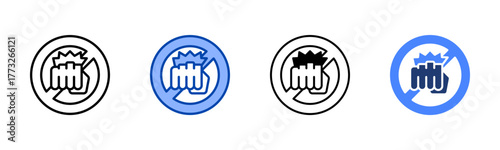 Violence Prevention icon set multiple style collection