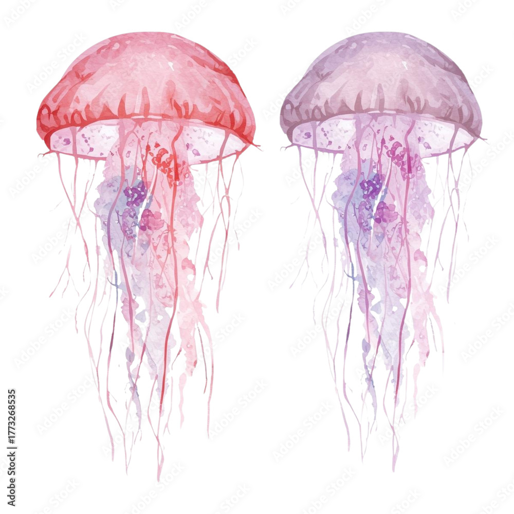 Naklejka premium red and white jellyfish