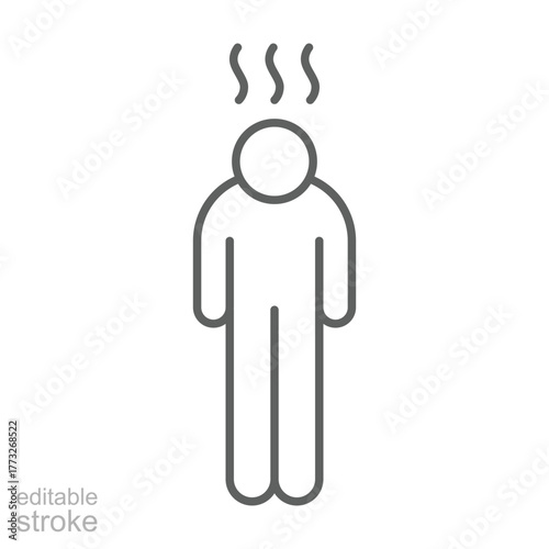 Depression icon. Simple outline style. Depression linear symbol design. Simple line illustration on white background. Editable stroke