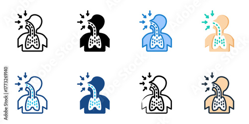 Particle Inhalation icon set multiple style collection 
