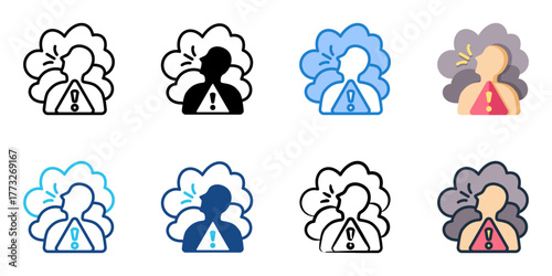 Air Quality Alert icon set multiple style collection 
