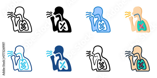 Lung Irritant icon set multiple style collection 
