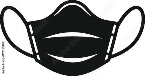 Set of face mask icons in different styles: outline, solid, and flat design