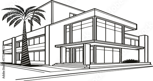 Modern Architectural Design: Capturing the essence of contemporary design, this image showcases a sleek, minimalist structure with clean lines, and geometric precision