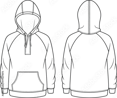 Striped long sleeve shirt fashion template, CAD garment drawing, flat vector illustration, round neckline sketch, ribbed cuff design, casual clothing outline