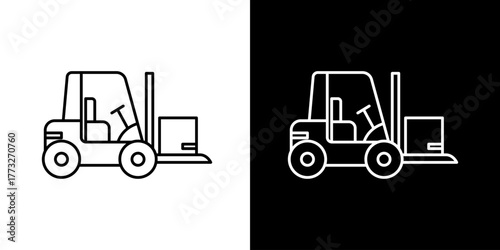 Forklift Truck Line Art Icon Industrial Vehicle Logistics & Warehouse Equipment