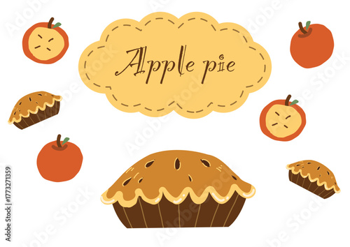 手描きのアップルパイのイラスト