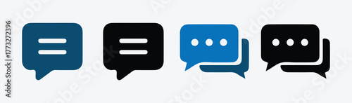 Blue and Black SMS Chat Icons Set