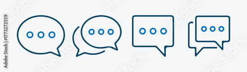 Blue Outline Chat Bubble Icons Set
