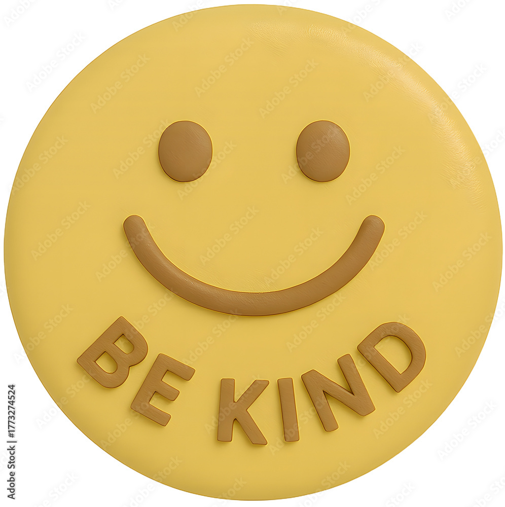 Fototapeta premium Yellow smiley face with be kind message.